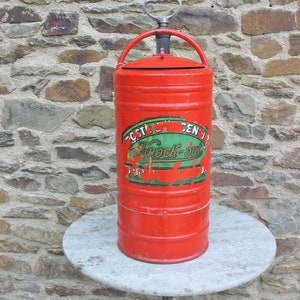 A Nice Old Rare Vintage French Hand Pumped Fire Extinguisher Great  Garage / Man Cave Display Piece