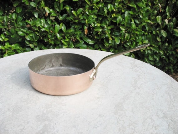 A Nice Vintage French Small Copper Saute Pan / Frying Pan Tin