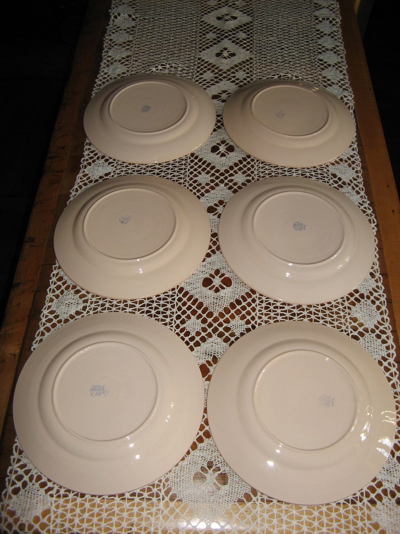 6 X Beautiful Vintage French Art Deco Porcelain Blush Pink Dinner
