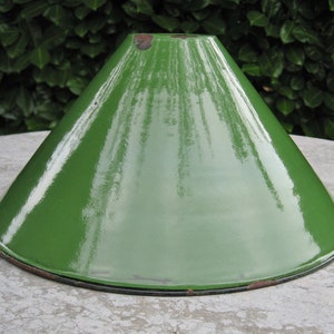 A Nice Medium Size  Vintage French Green Enamel Cone Shaped   Industrial Light Shade