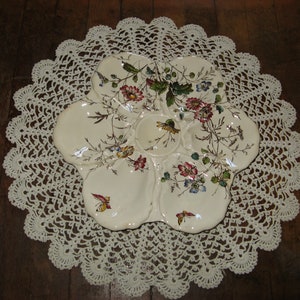 A Beautiful Antique English  &quot;Adderley Ware&quot; Oyster Serving Plate ~ &quot;Floribel Pattern&quot; ~ Majolica/Barbotine ~  Circa 1906 - 1910