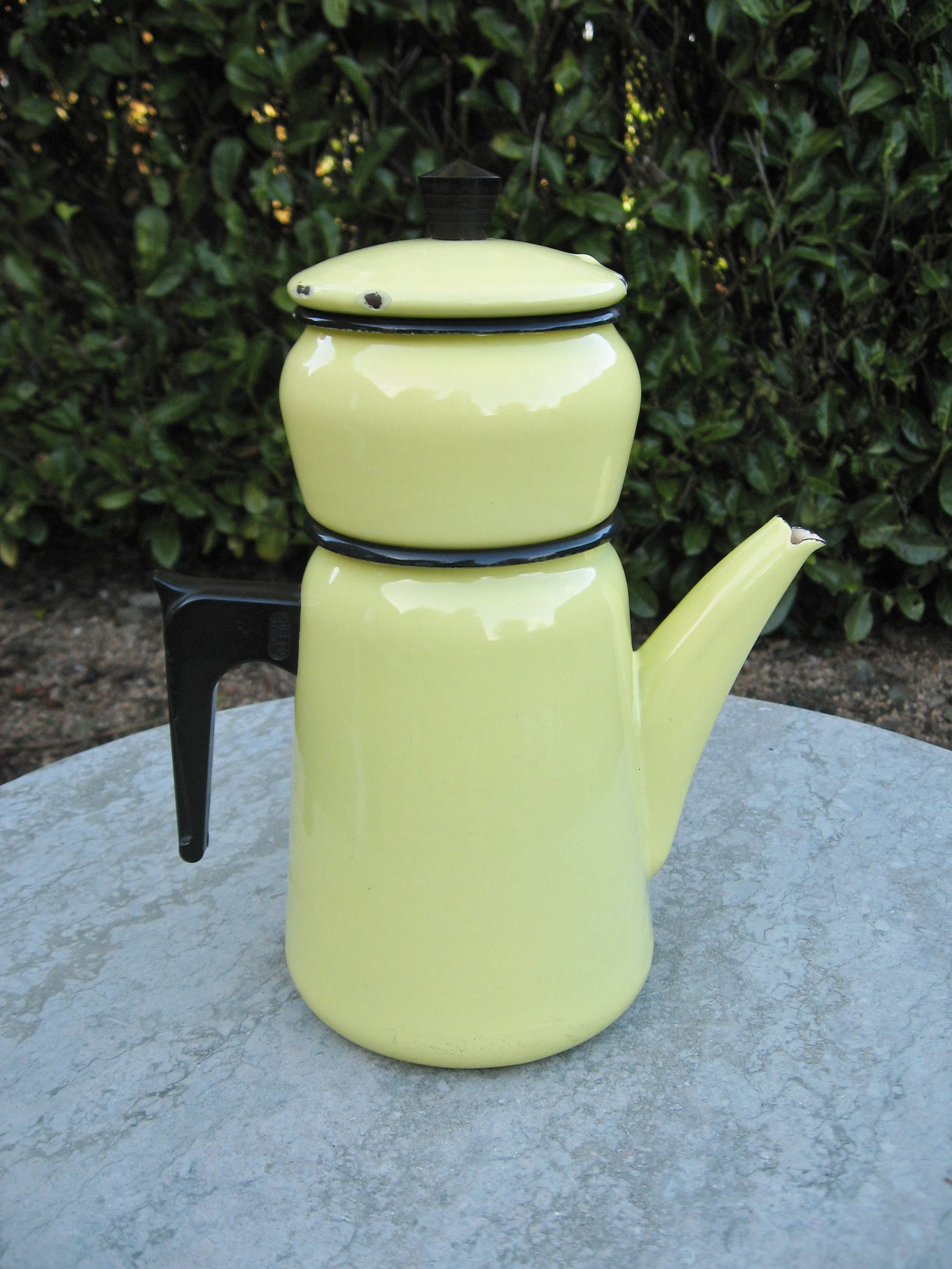 A Vintage French Yellow Enamel Coffee Pot / Cafetiere With Etsy