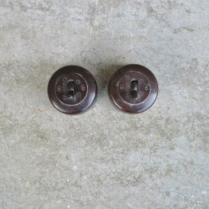 Two Vintage French Brown Bakelite light Switches - New Old Stock