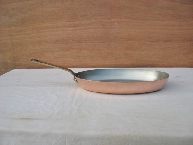 Une Belle Poêle à Poisson en Cuivre Français/Sauteuse Estampillée E Dehillerin Made in France Étain 