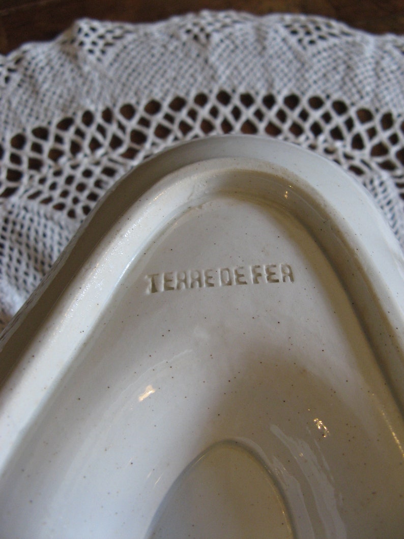 A Beautiful Antique French White Ironstone Sauce Boat Gravy Boat With Attached Saucer ~ 19th Century