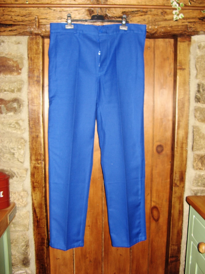 Vintage French Blue Work Wear/Trousers Sanfor Le Vetement De Travail De Quality Size T46 36/32 100% Cotton Unworn Deadstock image 2