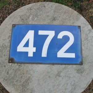 A Good  Vintage French SNCF  Railway Blue And White Enamel Track Side Number  Sign Panel  &quot; 472&quot;