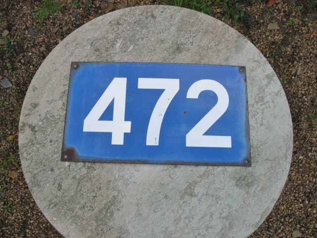 Un Bon Millésime Français Sncf Chemin de Fer Bleu et Blanc Enamel Track Side Number Panel 472 