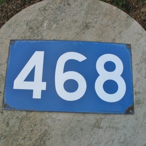 A Good  Vintage French SNCF  Railway Blue And White Enamel Track Side Number  Sign Panel  &quot; 468&quot;