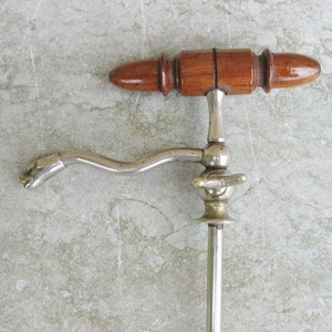 A  Very Nice Vintage  1900s French  Silver Plated Dragons Head Champagne Tap / Syphon With Rosewood Handle