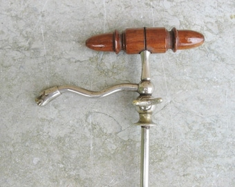 A  Very Nice Vintage  1900s French  Silver Plated Dragons Head Champagne Tap / Syphon With Rosewood Handle