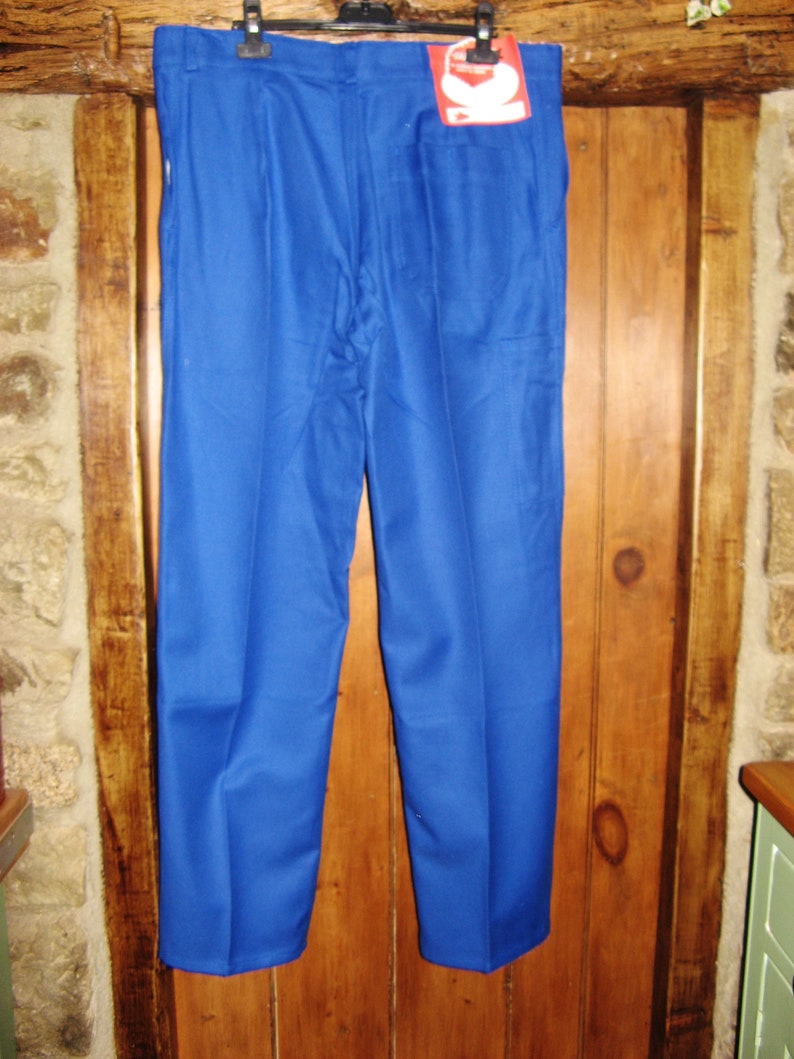 Vintage French Blue Work Wear/Trousers Sanfor Le Vetement De Travail De Quality Size T46 36/32 100% Cotton Unworn Deadstock image 3