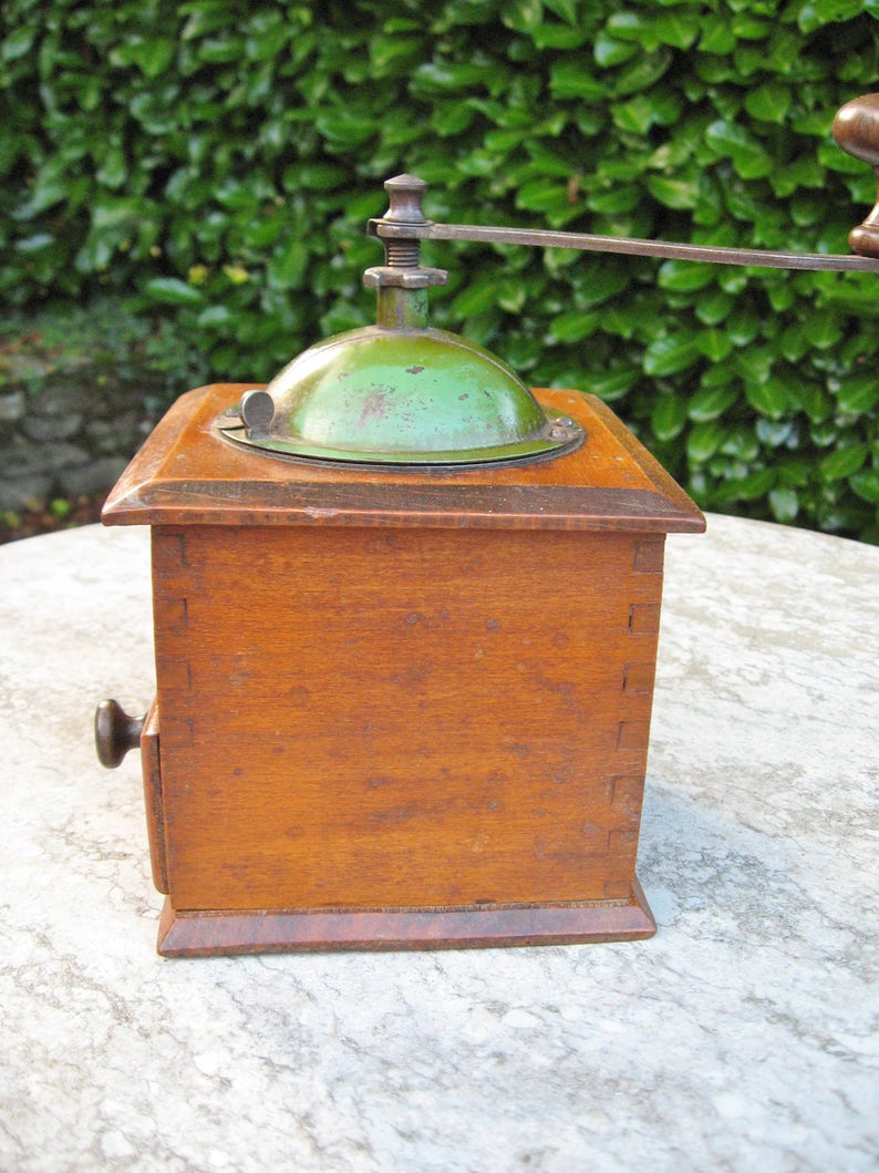 A Very Nice French Wooden Coffee Grinder By Peugeot Freres Good Working Order Great In Country / Farmhouse Kitchen image 4