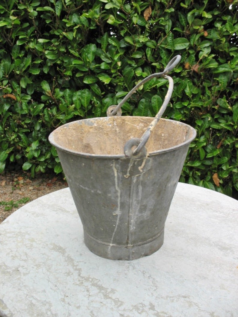 A Nice Old Vintage French Galvanized Metal Well Bucket With Etsy