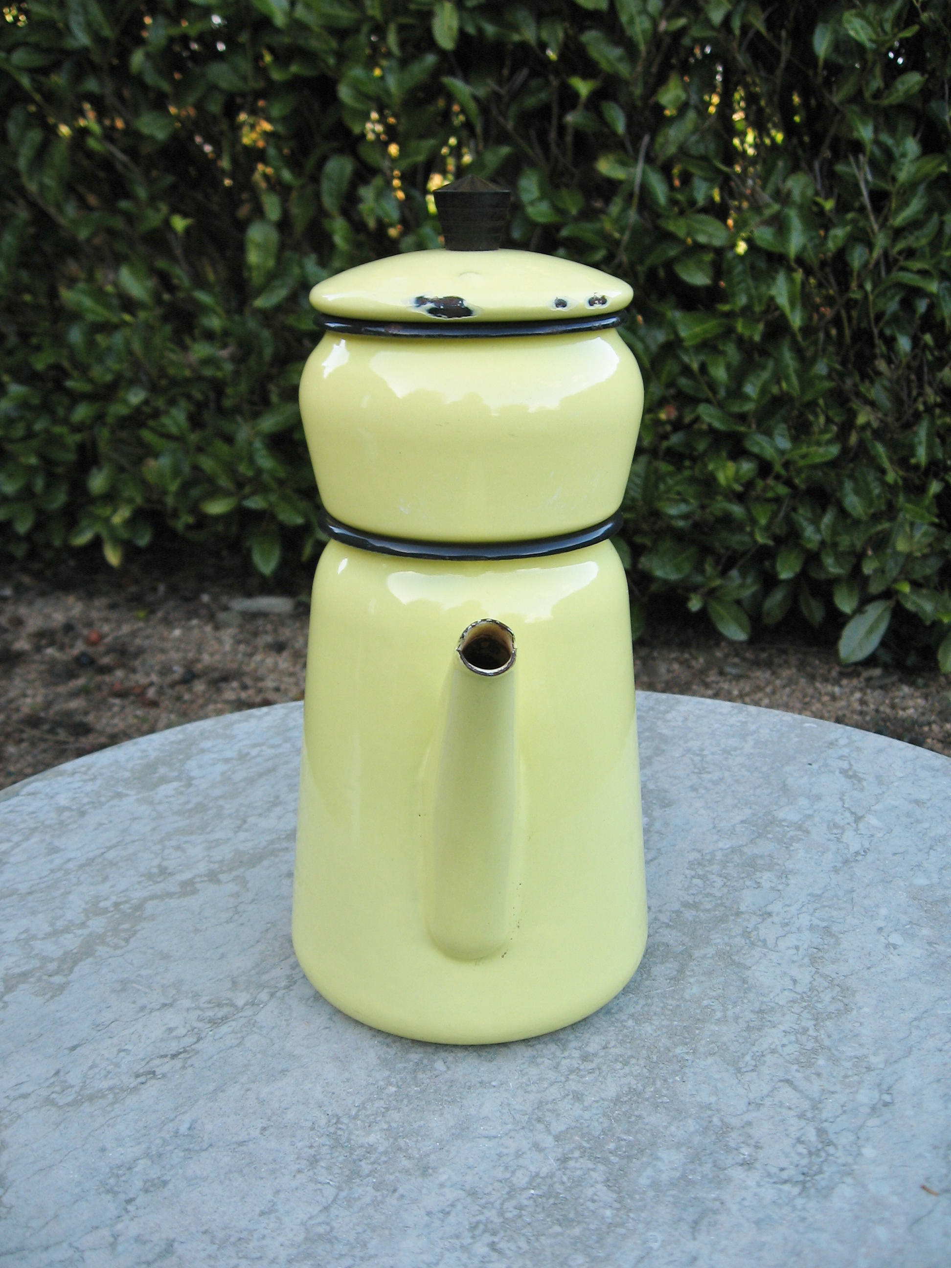 A Vintage French Yellow Enamel Coffee Pot / Cafetiere With Etsy