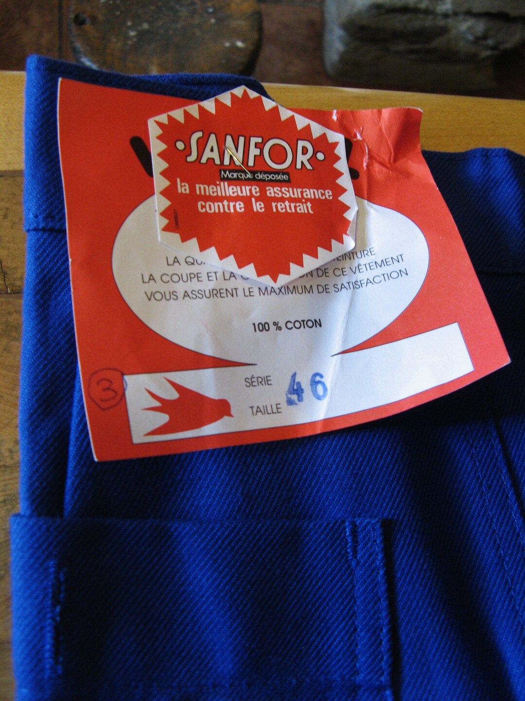 Vêtements/pantalons de travail bleu français vintage Sanfor Le