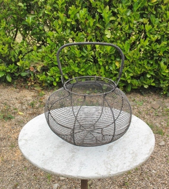 A Rare Large Vintage Français Wire Duck/Goose Egg Basket ~ Cuisine de Ferme Country Kitchen Années 1