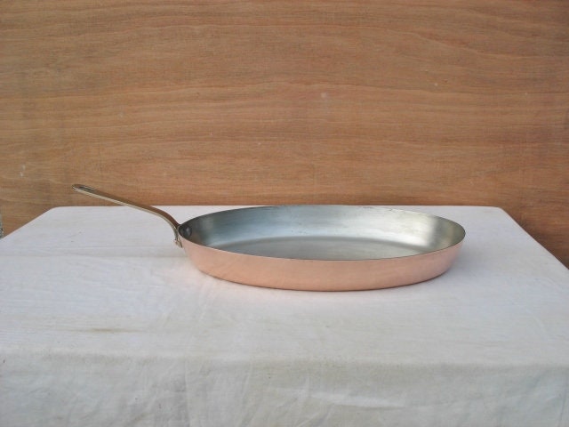 Une Belle Grande Poêle à Poisson en Cuivre Français Sauteuse Estampillée E Dehillerin/Made in France