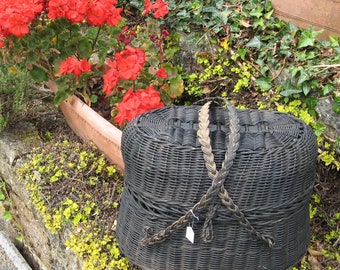 An Antique  French Wicker Basket/ Egg Basket/ Farmers Market Basket ~ Circa 1800's