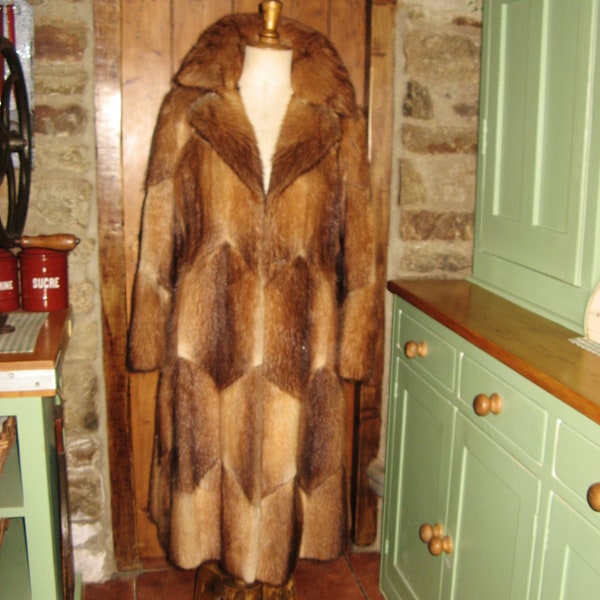 A Beautiful Vintage French  "Frylane Paris"  Genuine Rabbit Fur Full Length Coat