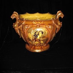 Antiguo inglés &quot;Thomas Forester&quot; Tubo forrado Pheonix Ware Art Nouveau Jardiniere ~ Colección Griffin ~ Siglo XIX