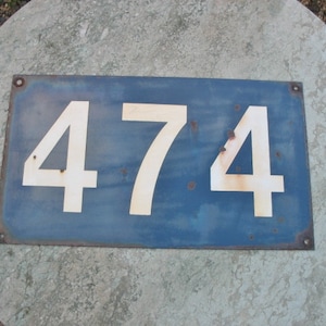 A Good  Vintage French SNCF  Railway Blue And White Enamel Track Side Number  Sign Panel  &quot; 474&quot;
