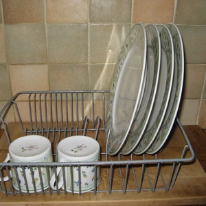 Small Vinyl Coated Wire Dish Rack with Utensil Holder, White, KITCHEN  ORGANIZATION