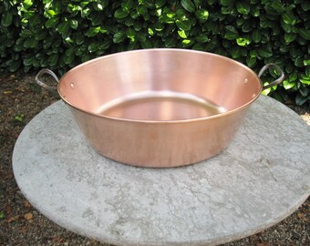 A Very Nice French Copper Jam Pan / Preserve Pan With Iron Handles