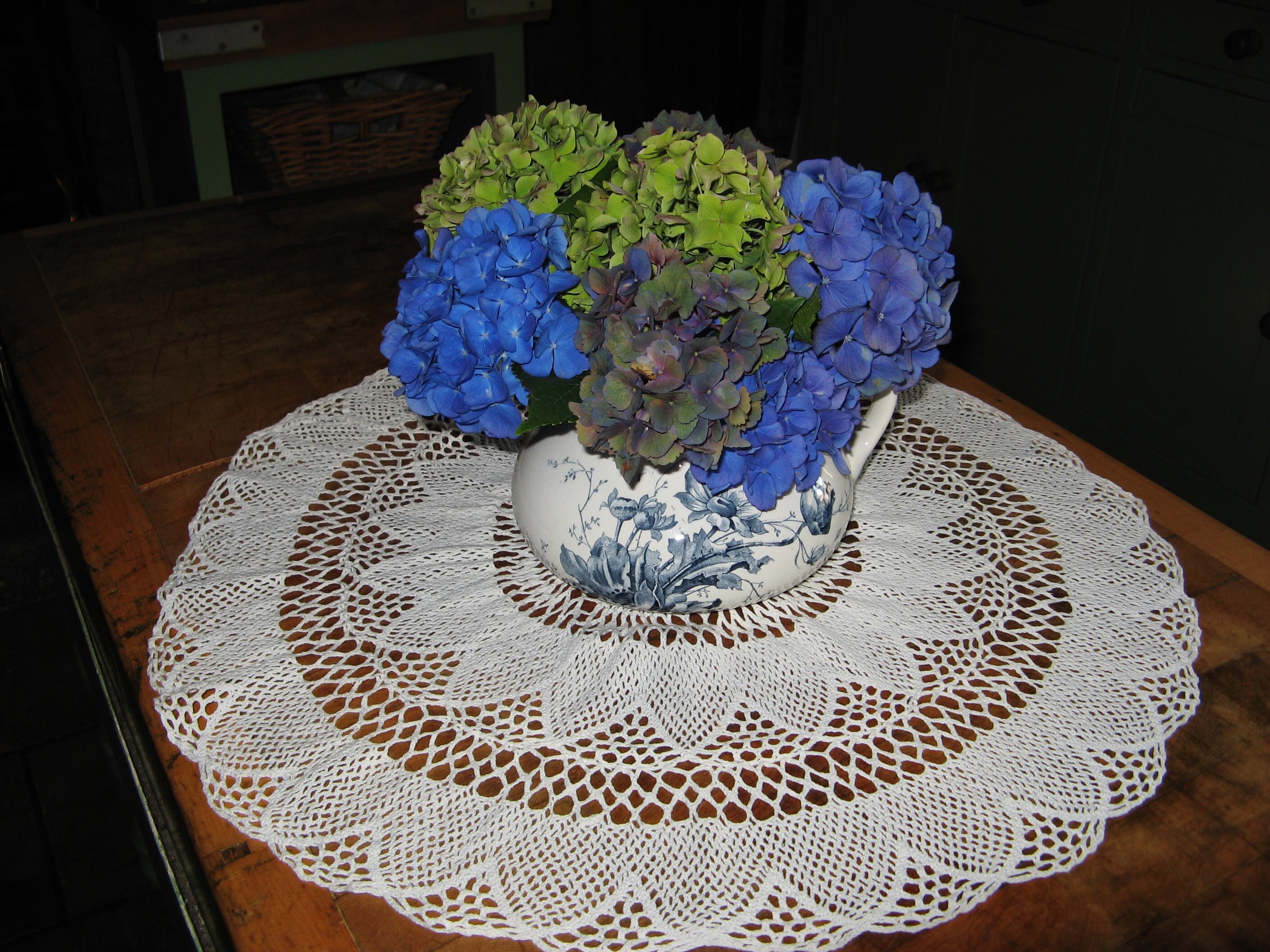 Antique Français Ironstone/Terre de Fer Jug Pitcher ~ Sarreguemines Blue & White Transfer Printed Pa