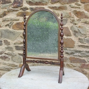 A Very Good Rare Antique Mid 1800s Rosewood With Ebony And Boxwood Stringing Folding Travel / Campaign / Gentlemans Mirror
