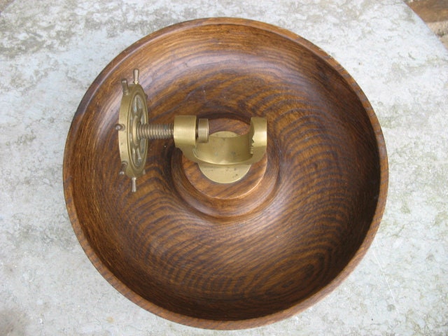 A Very Nice Vintage Brass Ships Wheel Nut Cracker Mounted on A