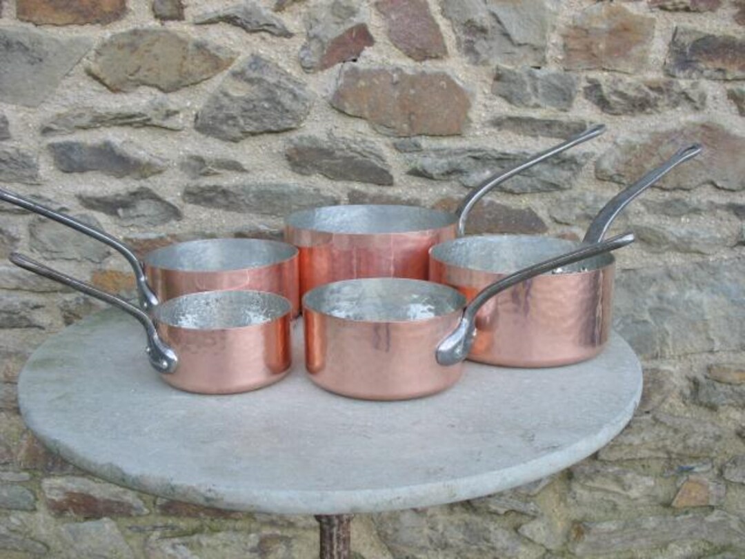 SET DE 5 casseroles cuivre marque VILLEDIEU d occasion Diamètre 12 15 16 19 21 EUR 180,00   FR