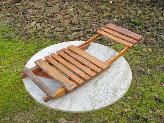 A Really Good Old French Wooden Folding Fishing Chair / Childs Chair 