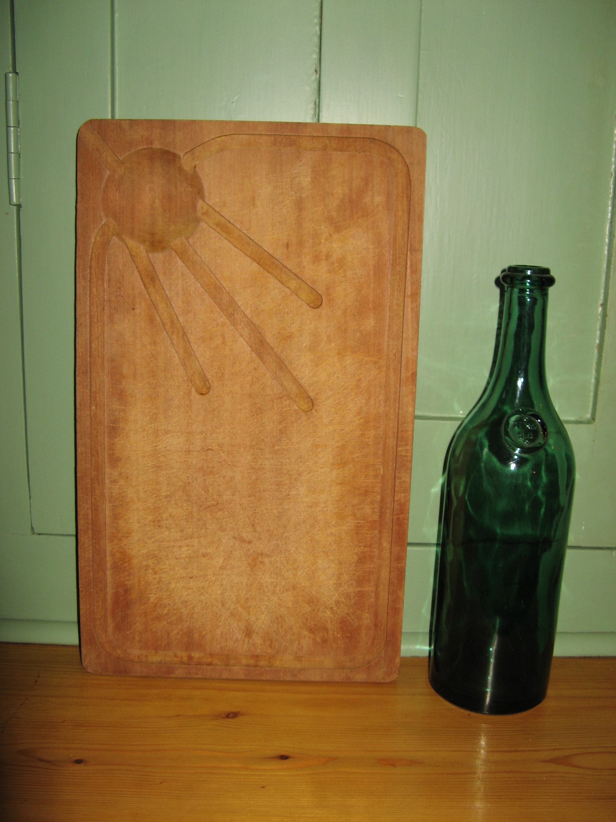 Vintage Français Pain Rustique de Bois Franc Solide ~ Viande Sculpture Découpage Planche à Découper