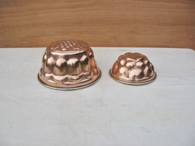 Deux Très Belles Français Vintage Round Copper Jelly/Jello Molds Cake Tin Lined So Good To Use