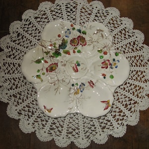 A Beautiful Antique English  &quot;Adderley Ware&quot; Oyster Serving Plate ~ &quot;Floribel Pattern&quot; ~ Majolica/Barbotine ~  Circa 1906 - 1910