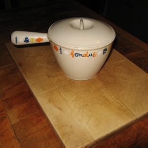 Vintage French Le Creuset Gray Enameled Cast Iron Fondue Pot ~ Made In France