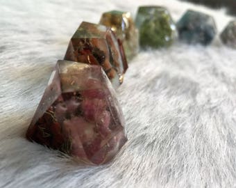 Diamond Pyramid Gemstone Crystal Mini Orgone Tower Buster - 1 pc - Chakra Balancing Energy Healing - DIY Jewelry - Rainbow Gemstone Crystal