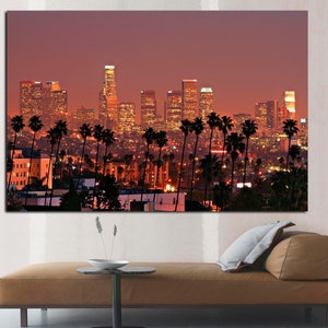 Downtown LA, Los Angeles City skyline Canvas Print, Ready to hang, wall decor & interior design, LA  City skyline canvas art, LA canvas art