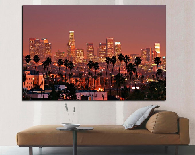 Downtown LA, Los Angeles City skyline Canvas Print, Ready to hang, wall decor & interior design, LA  City skyline canvas art, LA canvas art