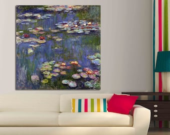Claude Monet Water Lilies Canvas Print, Impressionism Wall Art