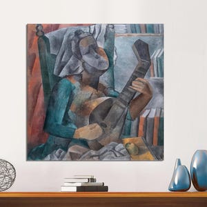Pablo Picasso, Woman with a Mandolin, Vintage Picasso Print, Abstract Cubism, Picasso Art, Modern Art Gallery Wrapped CANVAS Ready To Hang.