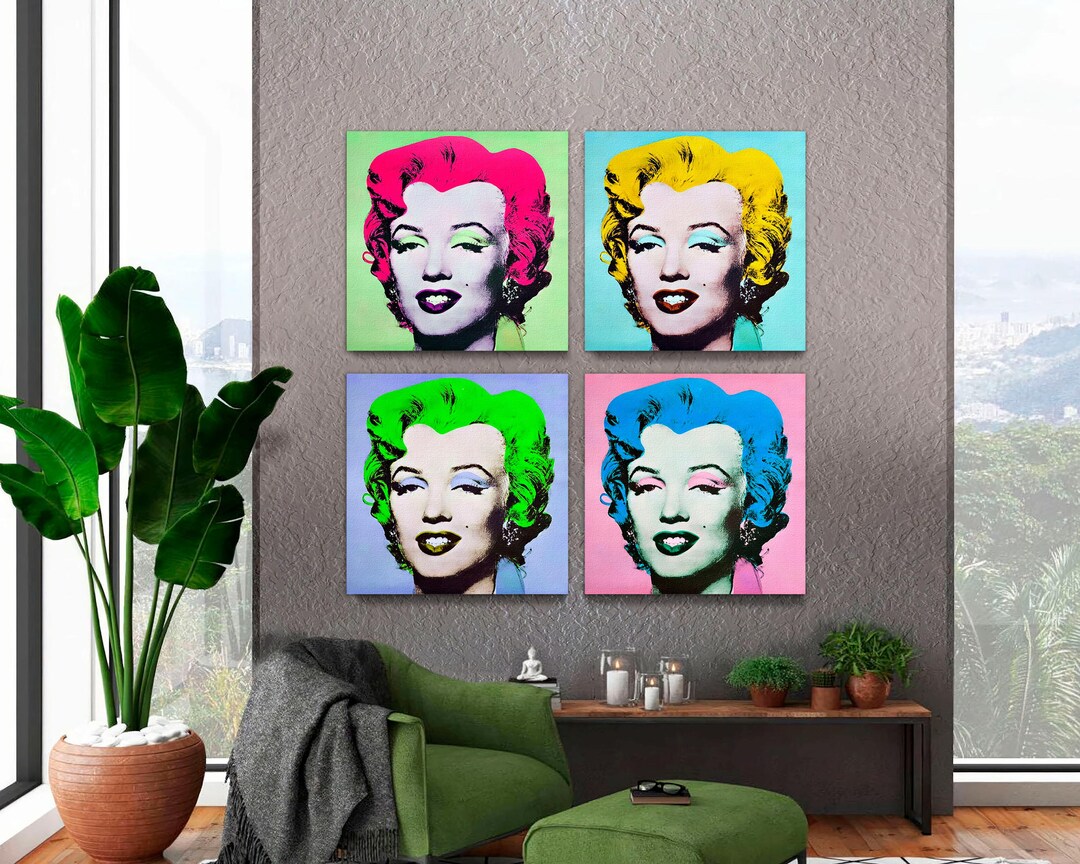 Marilyn Monroe Pop Art Canvas Print Set, Hollywood Glam Wall Decor - Etsy