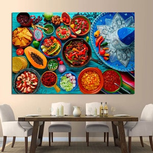Mexican Food Mix Background Canvas Art Wall Decor Mexican 