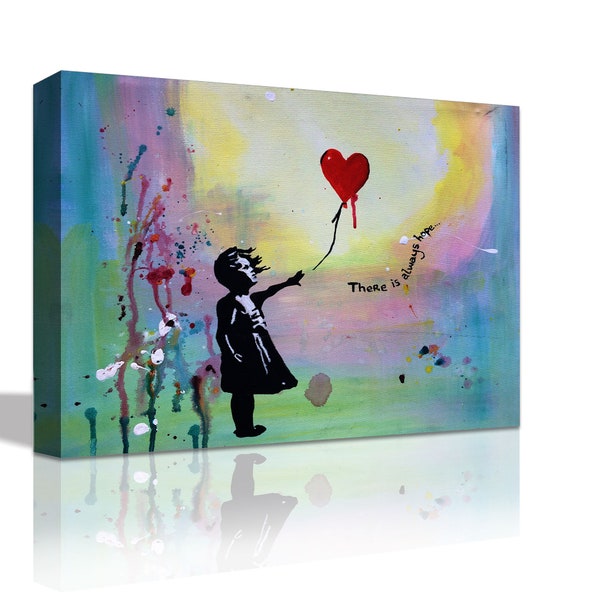 Canvas Wall Art, Banksy canvas, Girl With Red Love Balloon, Street Art Grafitti Premium Print , French Street Art,Canvas print Ready to hang