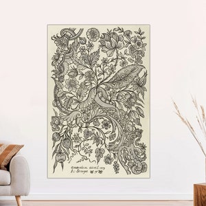 Ready to Hang - Alexander Senegat textile Vintage Canvas Print, Botanical Art Prints, Art Prints, Vintage Art, Textile Art, Pattern Wall Art