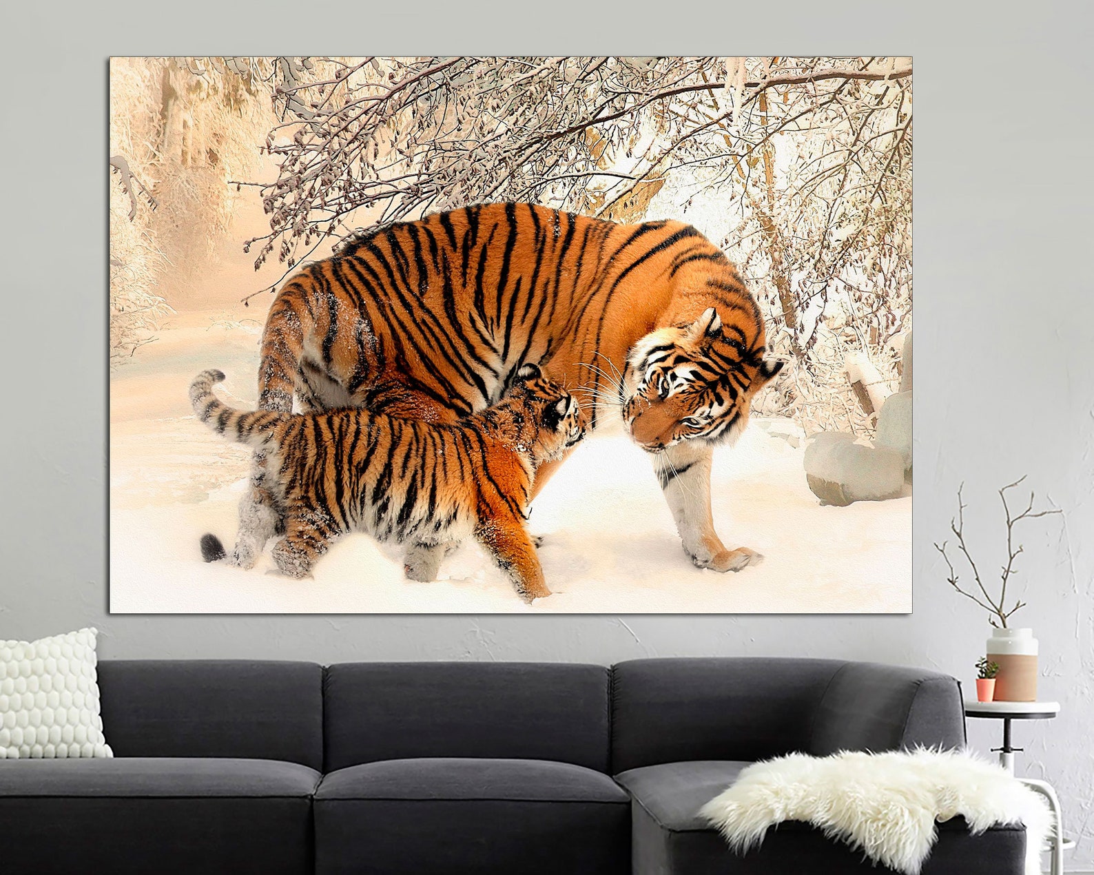 Japan Tigers Home Decor Canvas Art Print Tigers Canvas Etsy