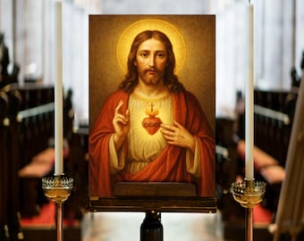 Sacred Heart of Jesus Canvas Print, Christian Home Decor, Ready to Hang