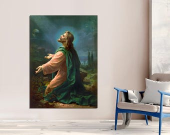 Jesus Praying, Mount of Olives Canvas Print, Religious Wall Art - Etsy