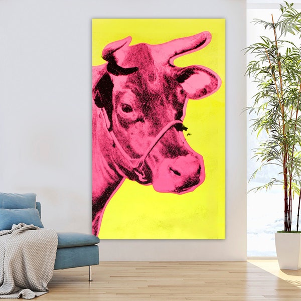 Andy Warhol Canvas Print Ready to Hang, Warhol Art, Cow Pop Art, Art Prints, Andy Warhol art, Andy Warhol Cow Pop Art Canvas print, wall art